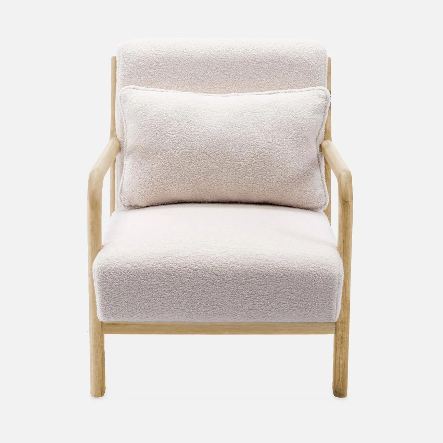 Cadeirão de design em madeira e tecido