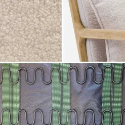 Cadeirão de design em madeira e tecido