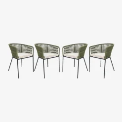 Cadeirão de jardim em corda e aço galvanizado, set de 4