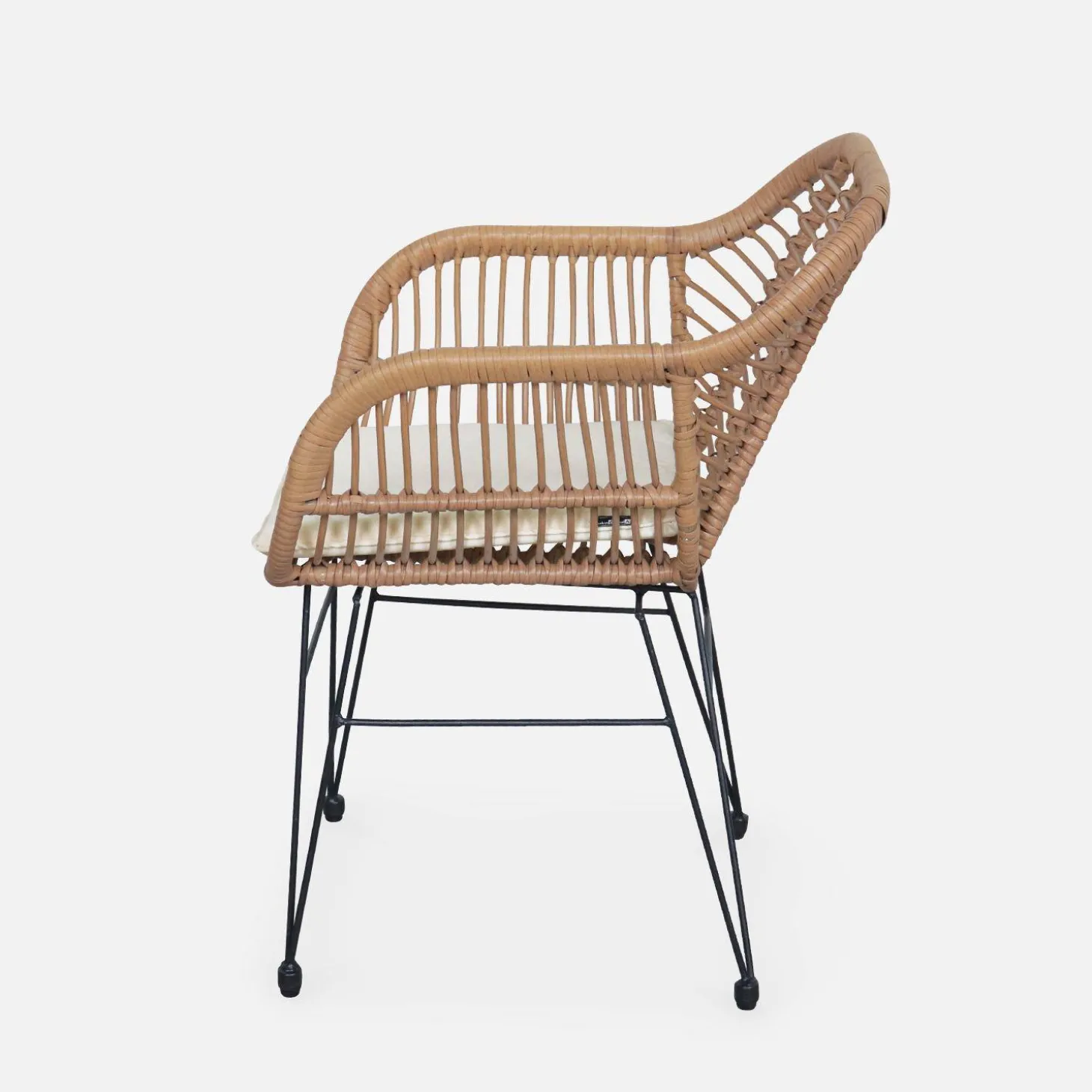 Cadeirão em resina e metal com efeito rattan, set de 2