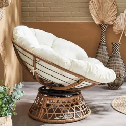 Cadeirão Papasan em polirattan, para exterior/interior, 96cmv