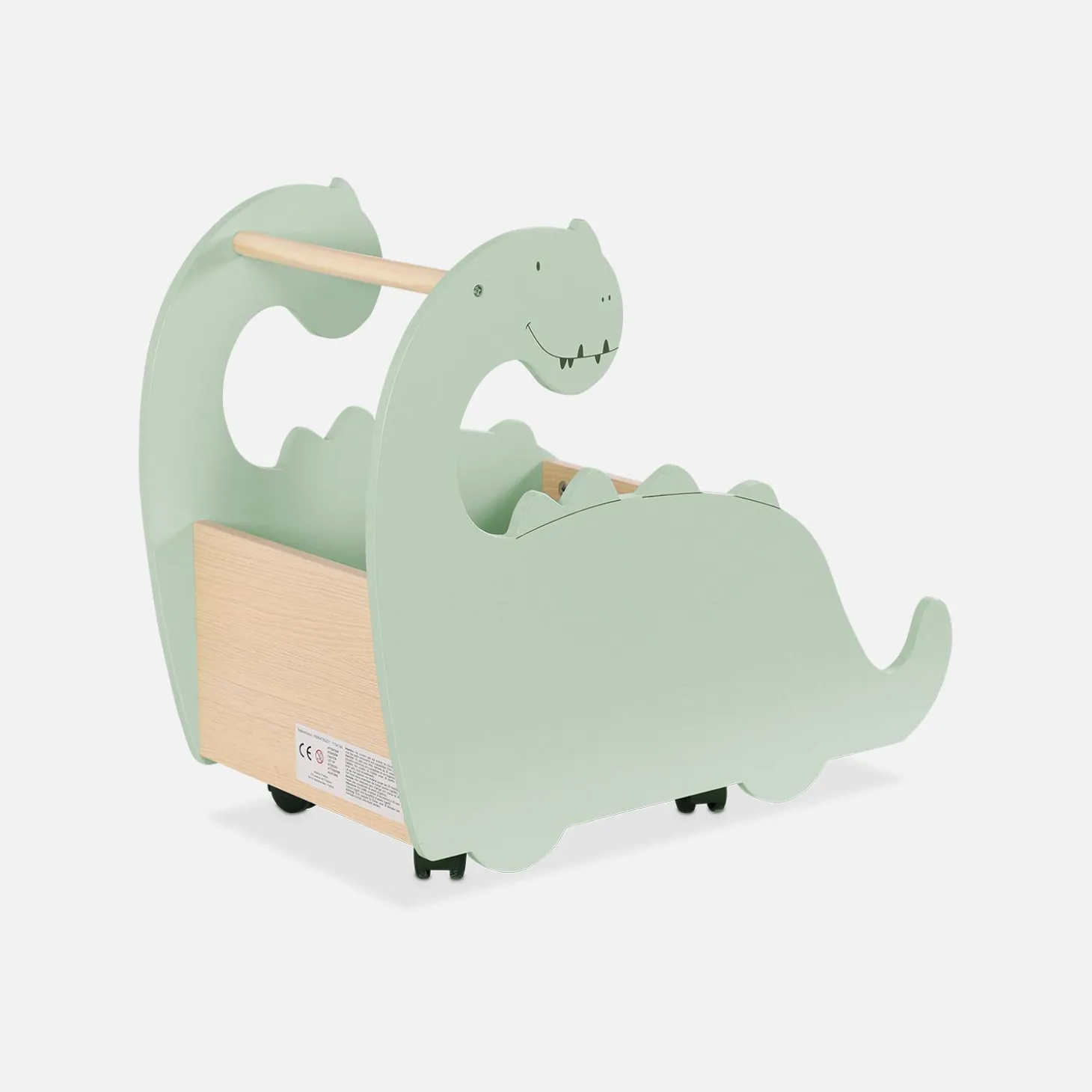 Caixa de brinquedos com rodas para crianças dinossauros