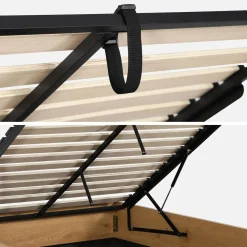 Cama baú com estrado de ripas decoração em madeira, 140x190cm