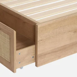 Cama boêmia com estrado de ripas e cabeceira 160x200cm + 4 gavetas