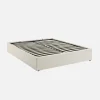 Cama com base de ripas, acabamento boucle, branco