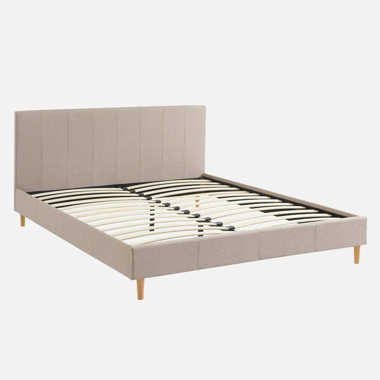 Cama com base de ripas e cabeceira 160x200cm, acabamento em tecido simple