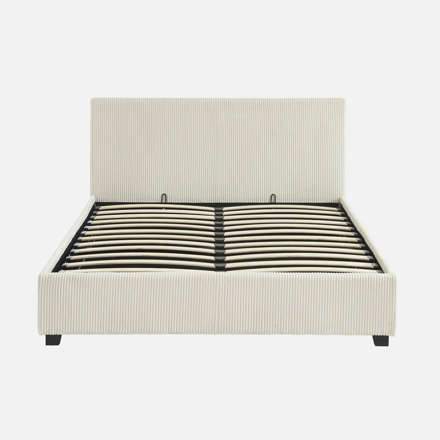 Cama com base de ripas e cabeceira 140x190cm, veludo canelado fino