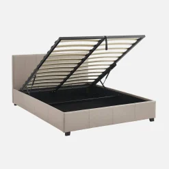 Cama com base de ripas e cabeceira, 140x190cm