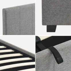 Cama com base de ripas e cabeceira, 140x190cm
