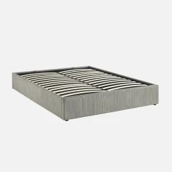 Cama com base de ripas 160x200cm, veludo canelado fino