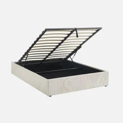 Cama com base de ripas 140x190cm, veludo canelado fino