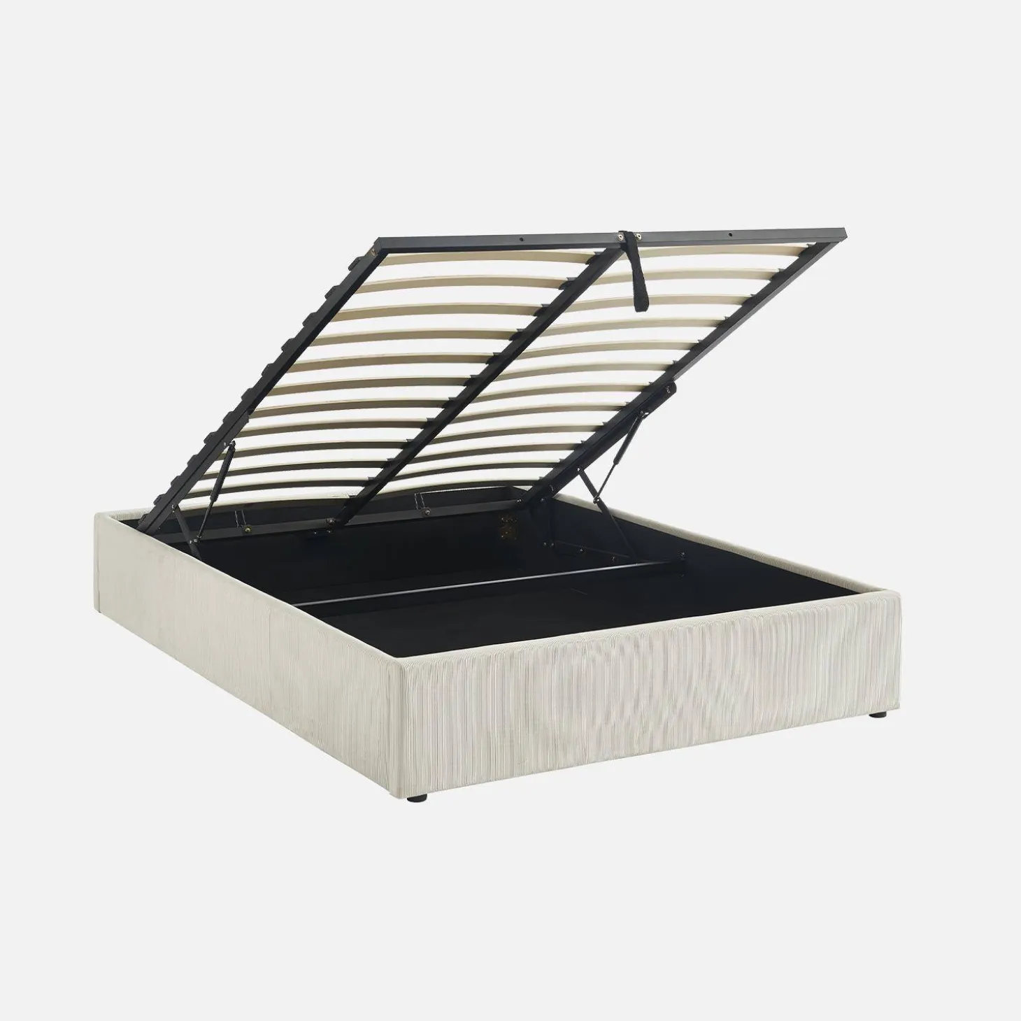 Cama com base de ripas 140x190cm, veludo canelado fino