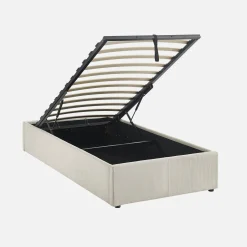 Cama com base de ripas 90x190cm, veludo canelado fino