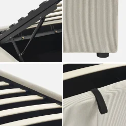 Cama com base de ripas 90x190cm, veludo canelado fino