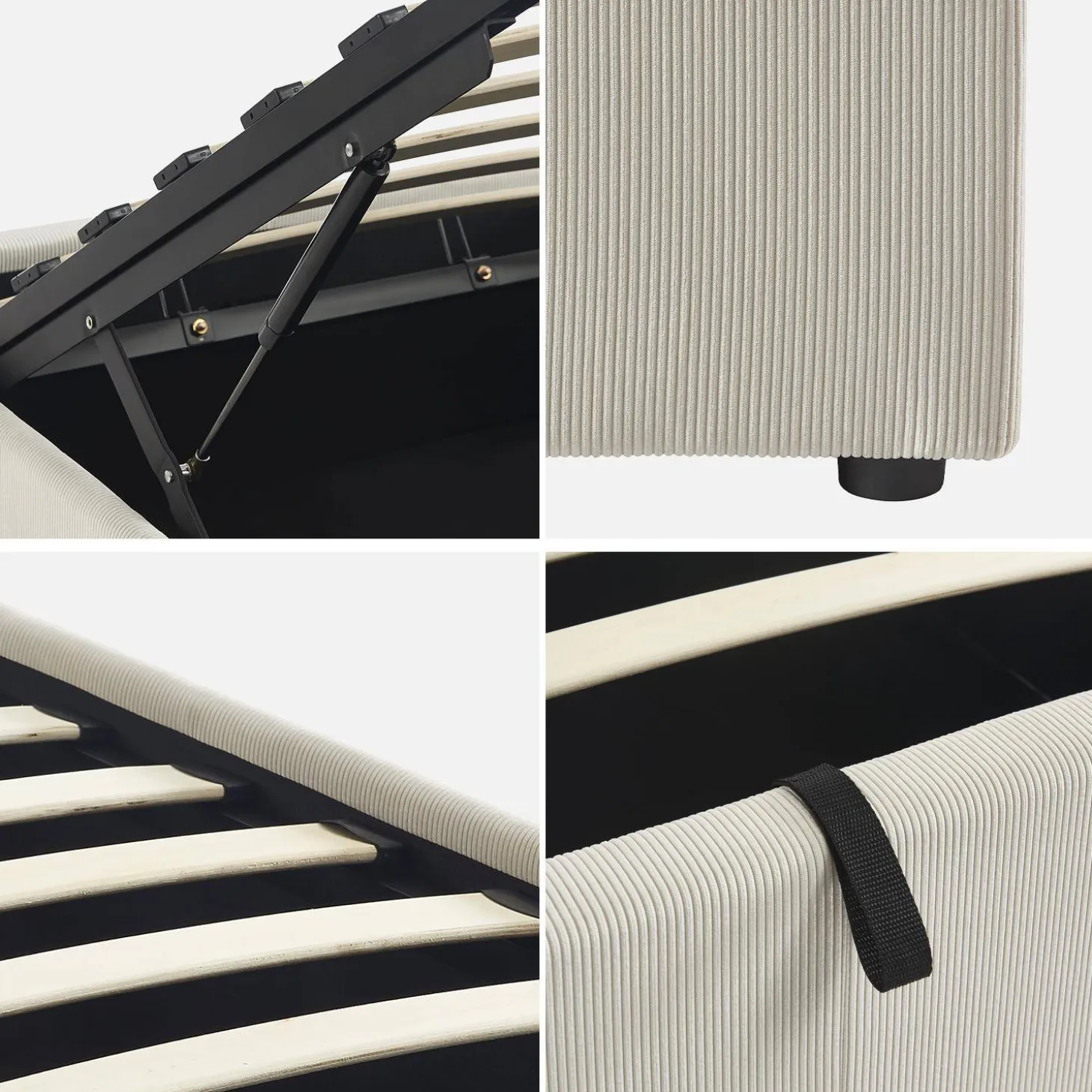 Cama com base de ripas 90x190cm, veludo canelado fino