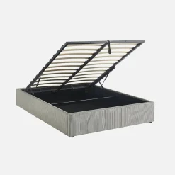 Cama com base de ripas 140x190cm, veludo canelado fino