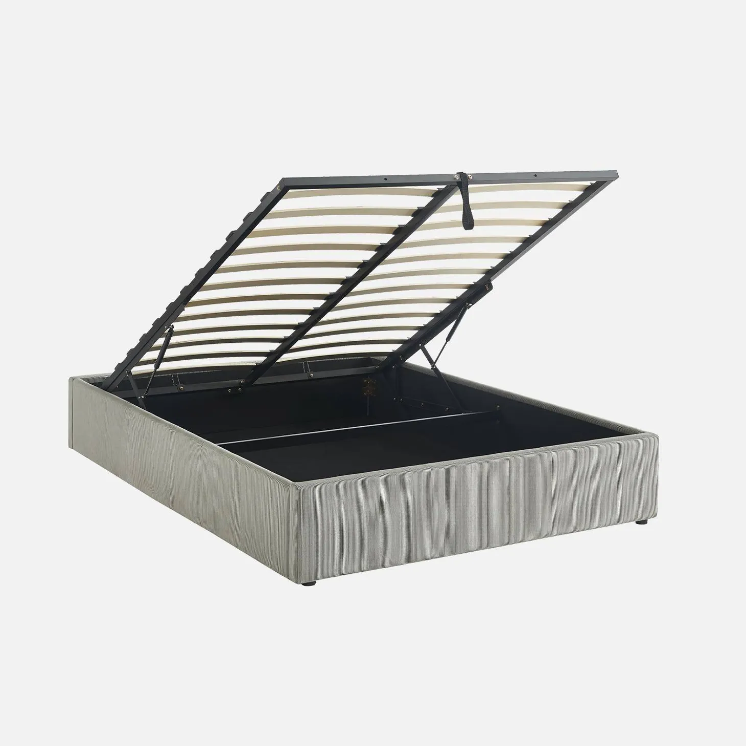 Cama com base de ripas 140x190cm, veludo canelado fino