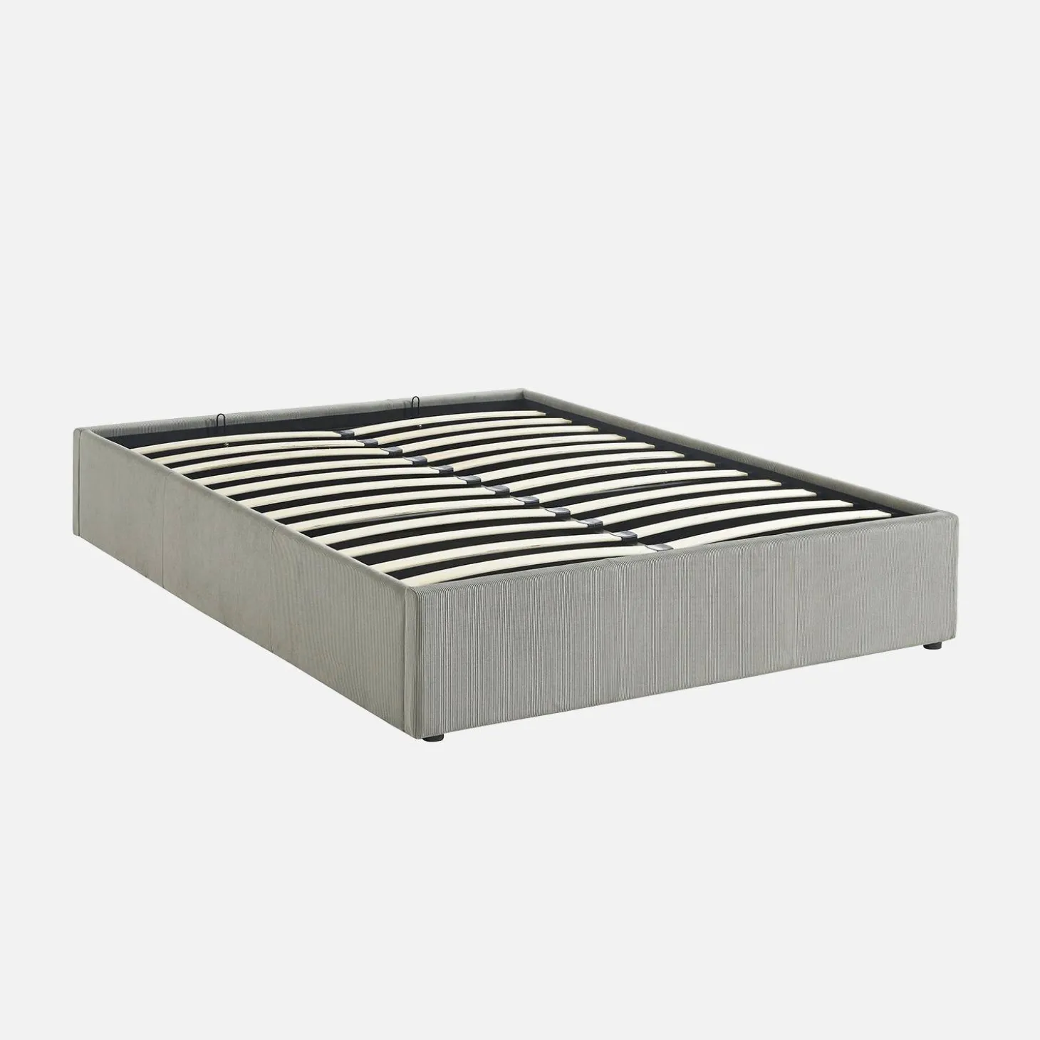 Cama com base de ripas 140x190cm, veludo canelado fino