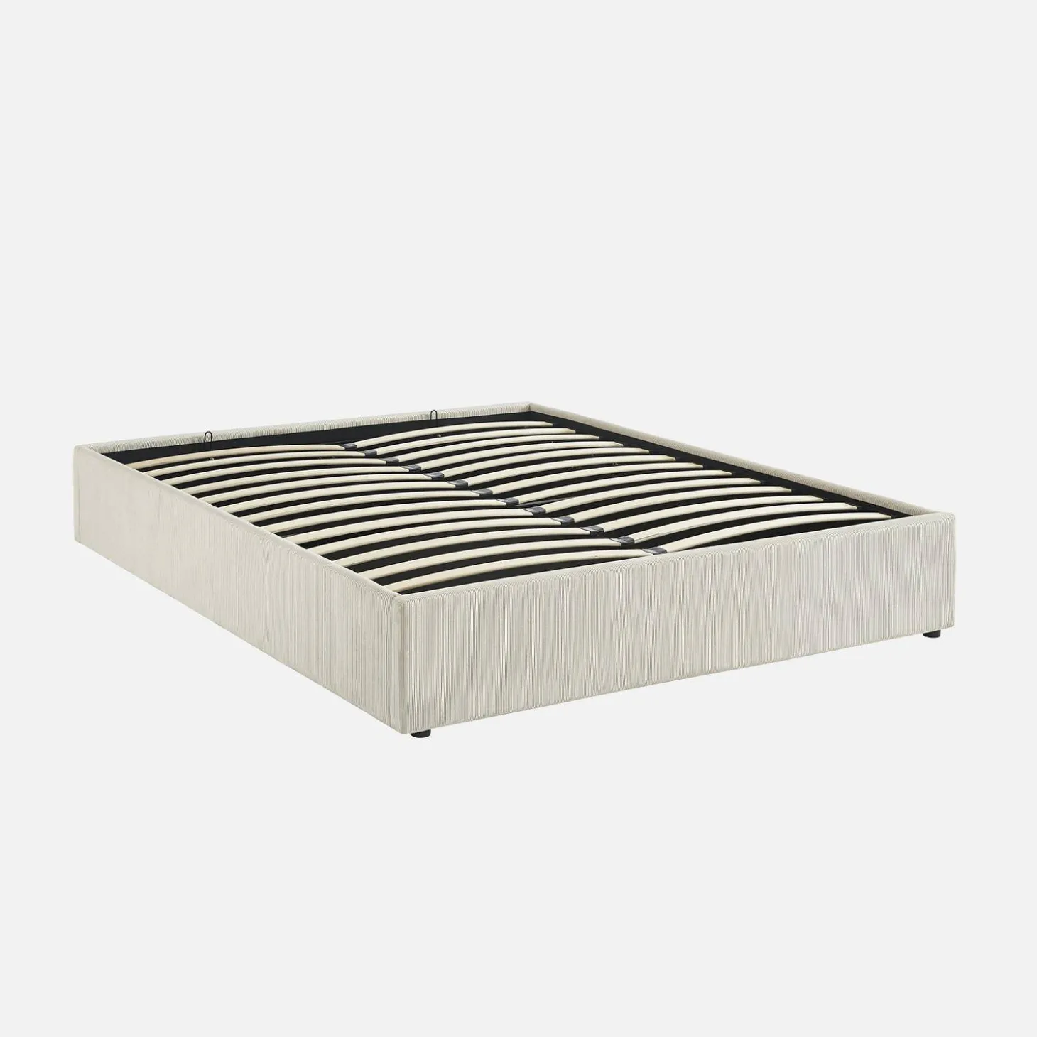 Cama com base de ripas 160x200cm, veludo canelado fino