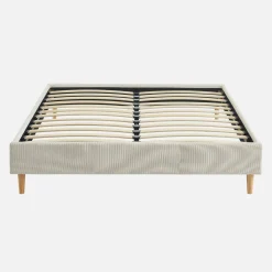 Cama com base de ripas 140x190cm, veludo canelado fino