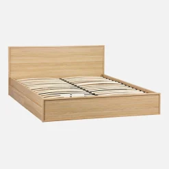 Cama com estrado de ripas e cabeceira 160x200cm + 4 gavetas em madeira