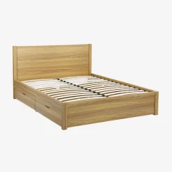 Cama com estrado de ripas e cabeceira 160x200cm + 4 gavetas
