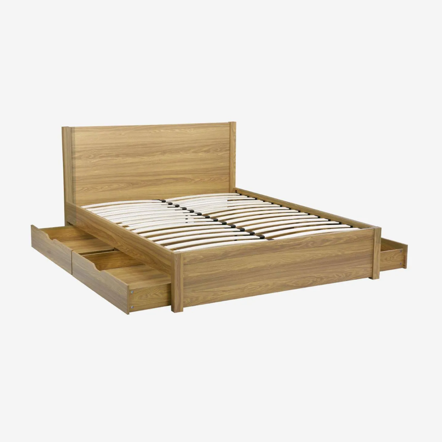 Cama com estrado de ripas e cabeceira 160x200cm + 4 gavetas