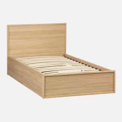 Cama com estrado de ripas e cabeceira 190cm + 2 gavetas em madeira