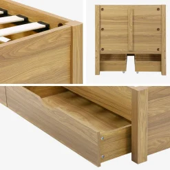 Cama com estrado de ripas e cabeceira 90x190cm + 4 gavetas