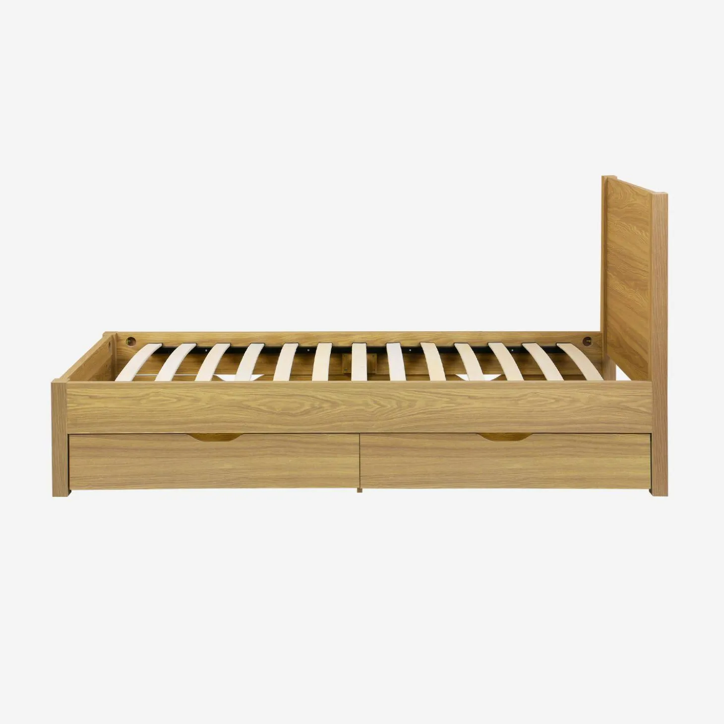 Cama com estrado de ripas e cabeceira 90x190cm + 4 gavetas