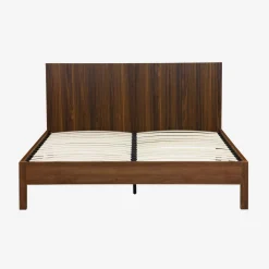 Cama com estrado de ripas e cabeceira, 160x200cm decoração em madeira