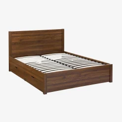 Cama com estrado de ripas e cabeceira 160x200cm + 4 gavetas