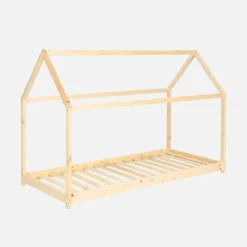 Cama de cabana para crianças em pinho natural