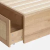 Cama de casal boêmia com estrado de ripas e cabeceira, 140x190cm + 4 gavetas