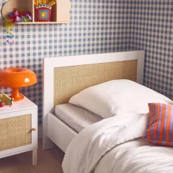 Cama de criança em madeira branca e efeito cana, 190cm