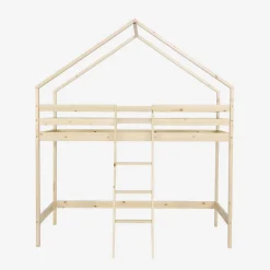 Cama infantil beliche em madeira de pinho natural, 90x190cm