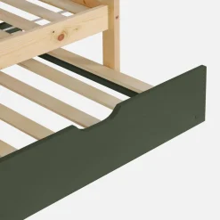 Cama infantil em beliche, 90 x 190 cm em madeira de pinho natural com cama extra