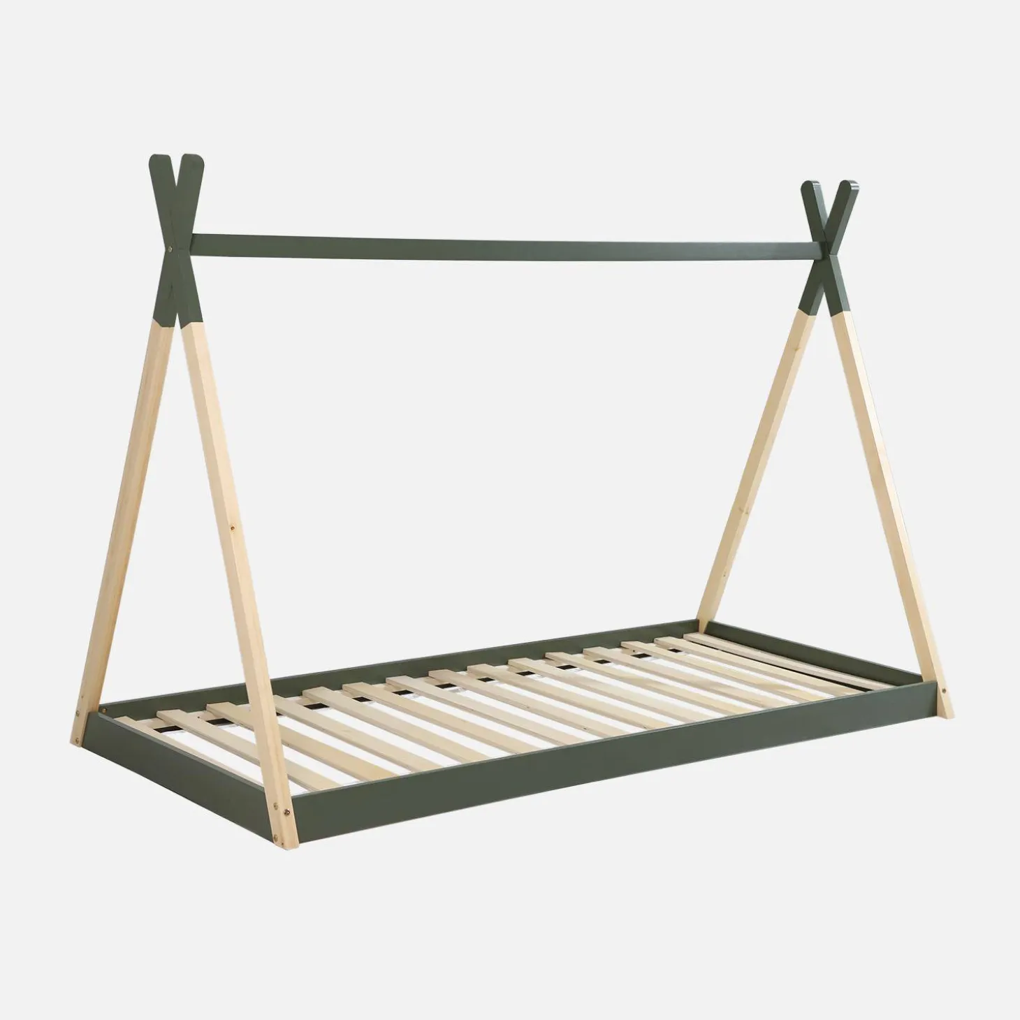 Cama tipi infantil, pinho natural com estrado incluído
