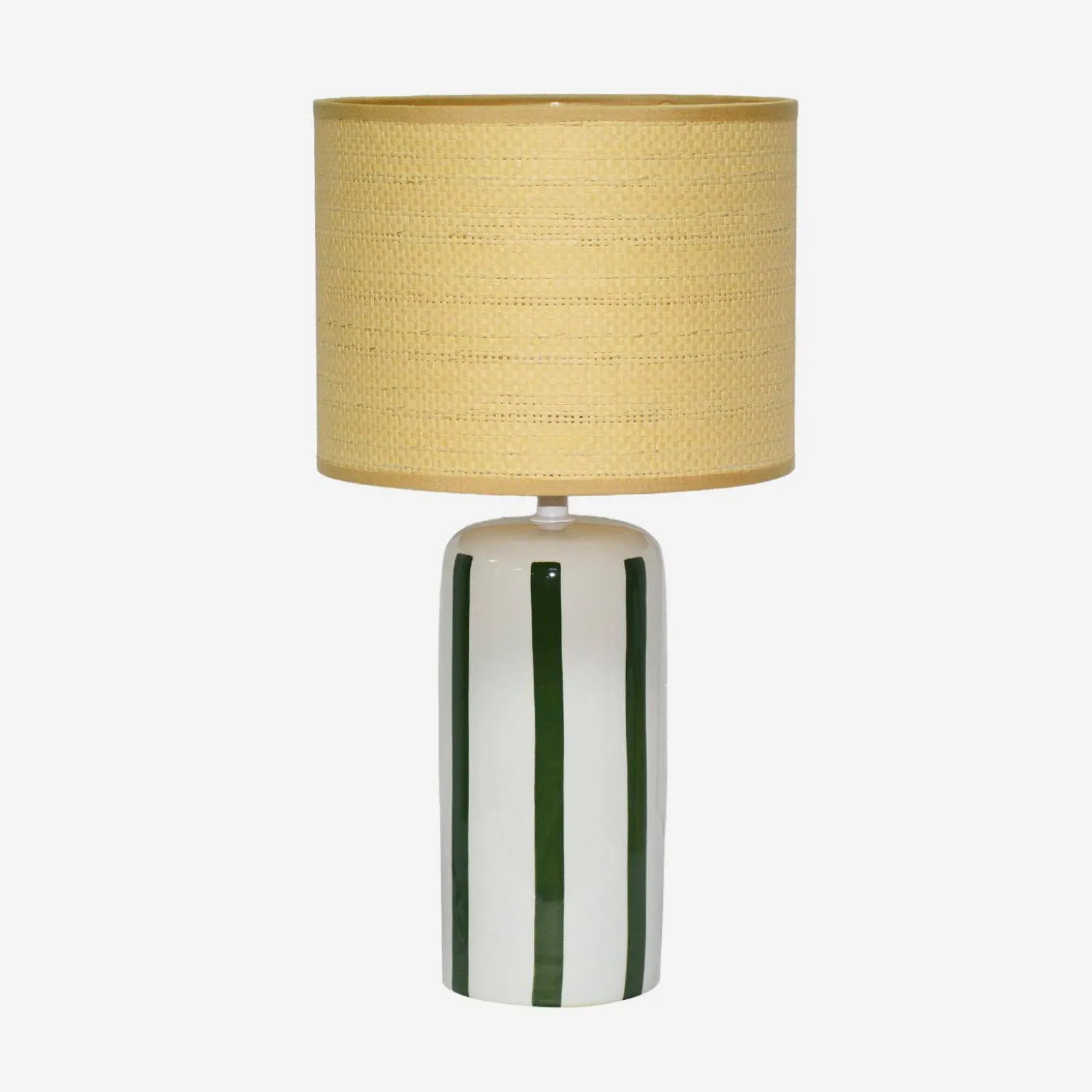 Candeeiro de mesa de cerâmica com abajur de efeito rattan