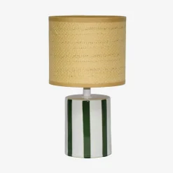 Candeeiro de mesa de cerâmica com abajaur de efeito rattan
