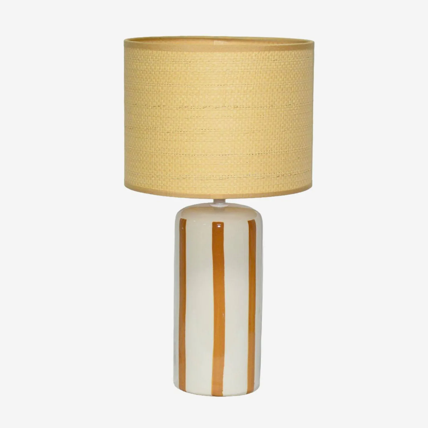 Candeeiro de mesa de cerâmica com abajur de efeito rattan