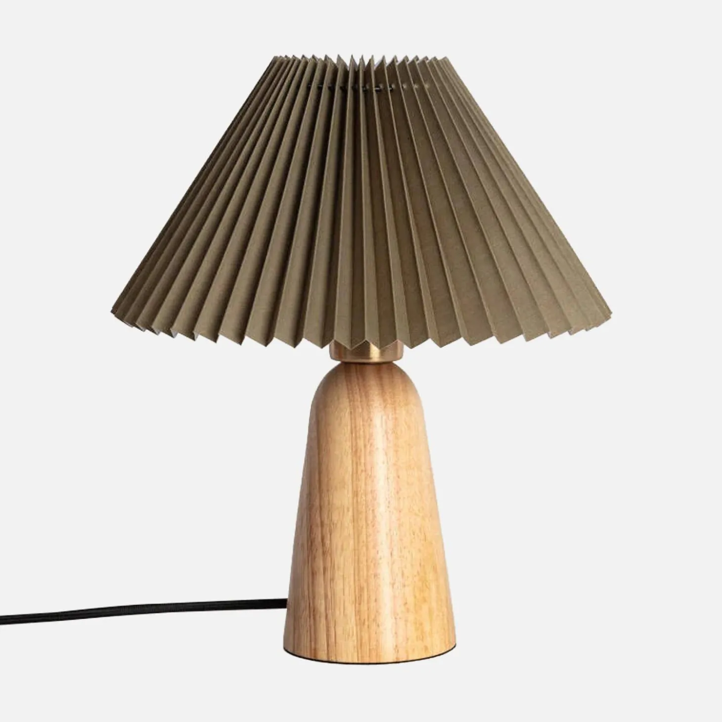 Candeeiro de mesa em madeira e tecido para interior, Ø10,5cm