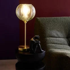 Candeeiro de mesa em metal e vidro, 20cm