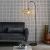 Candeeiro de pé com efeito rattan natural, 170cm