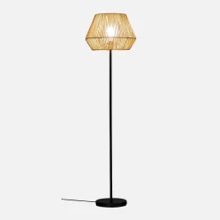 Candeeiro de pé de interior com efeito rattan, 150cm