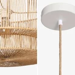 Candeeiro de teto suspenso efeito rattan, Ø50cm