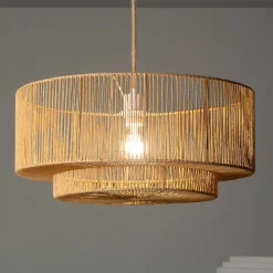 Candeeiro de teto suspenso efeito rattan, Ø50cm