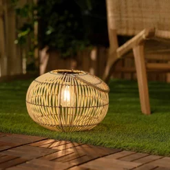Candeeiro solar LED para exterior em vime, 31,5cm
