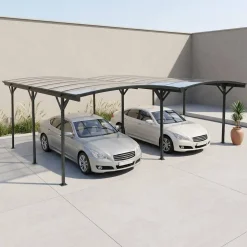 Carport 5x6m com extensão em alumínio e policarbonato