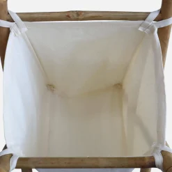 Cesto para roupa suja dobrável em bambu e tecido